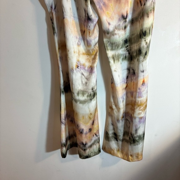 ZARA Sz L Tie Dye Trousers Flare Satin Slinky Flowy Hippie Festival Vibes NEW - Picture 9 of 11